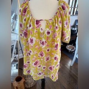 Cato Yellow and Pink Floral Blouse